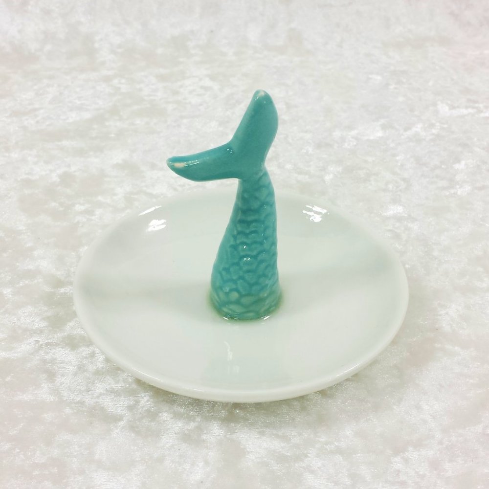 Porcelain Mermaid Ring Jewelry Holder Trinket Tray - Picture 2 of 4